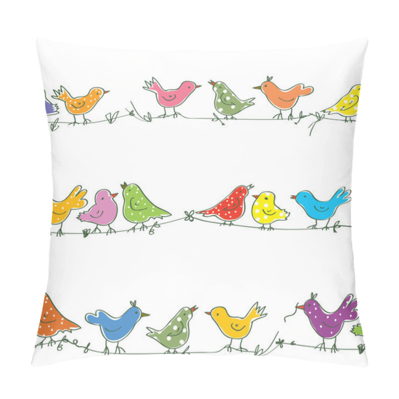 Personality  Funny Birds Seamless Pattern - Bright Vector Pillow Covers