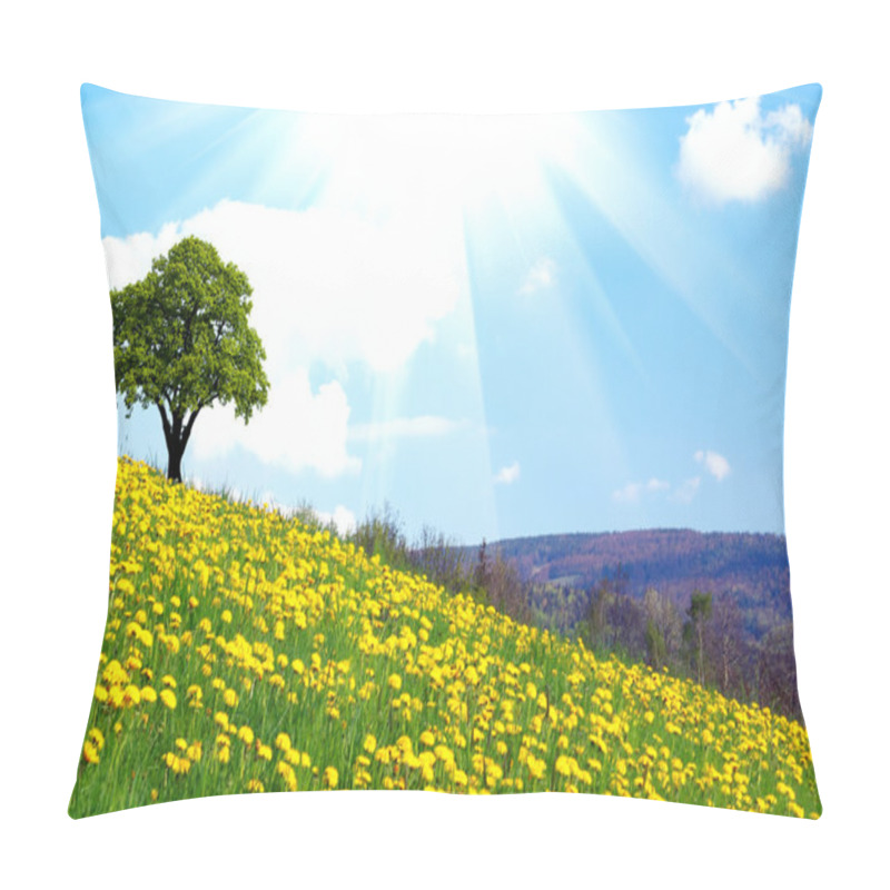 Personality  Oak Tree On Dandelion Field Pillow Covers