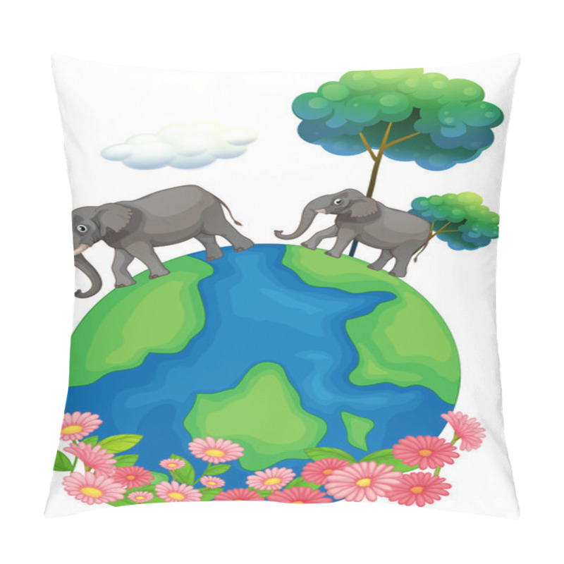 Personality  Two Elephants Walking At The Earth's Surface Pillow Covers