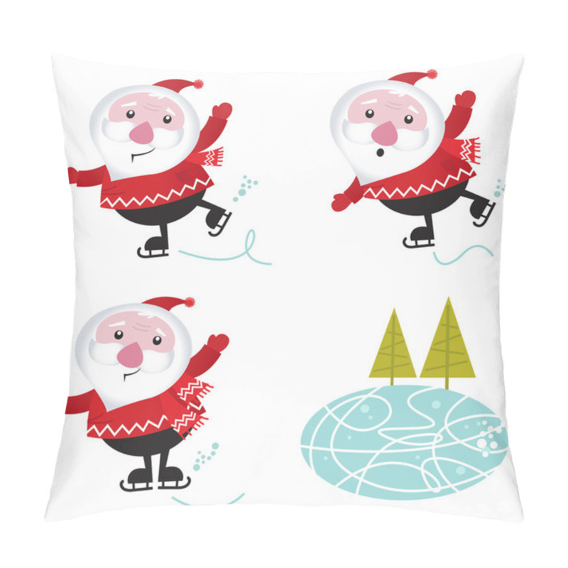 Personality  Winter & Christmas: Santa Claus Ice Skating Pillow Covers