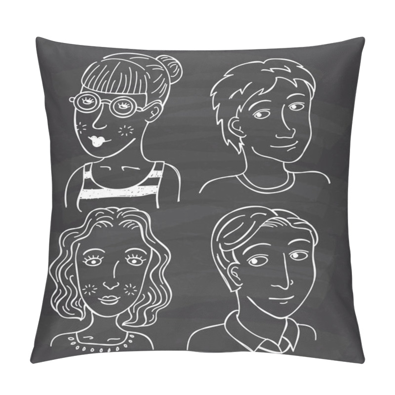 Personality  Set Of Men And Women Faces Pillow Covers