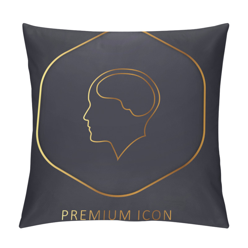 Personality  Brain Inside Human Head Golden Line Premium Logo Or Icon Pillow Covers