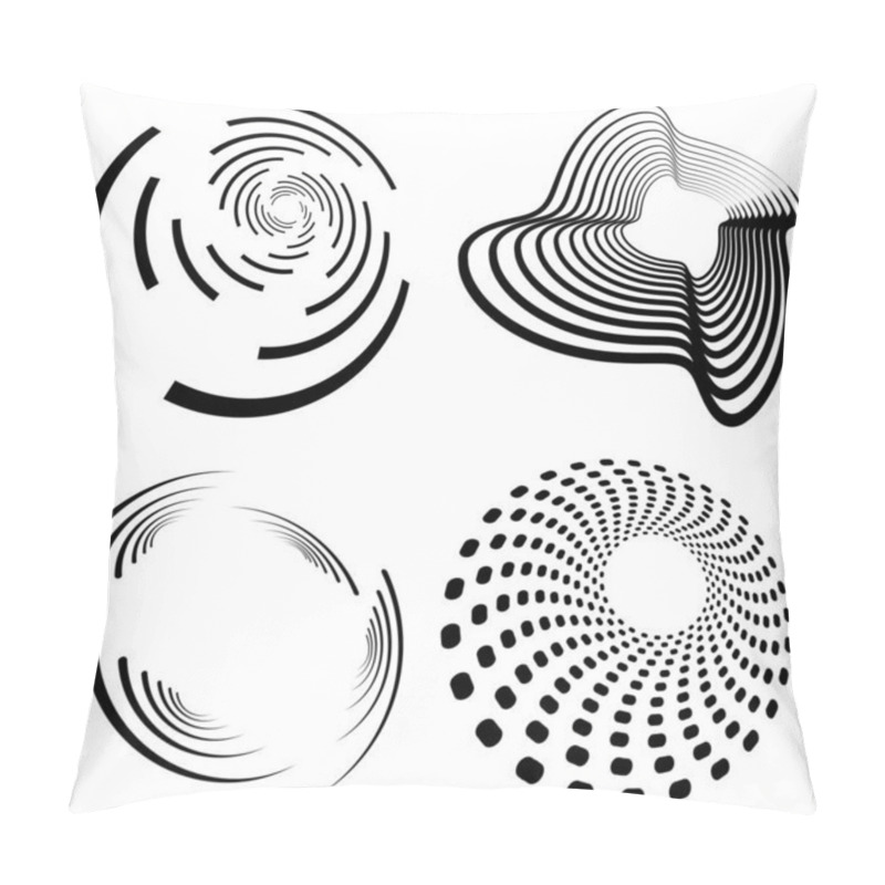 Personality  Set Of Black And White Vortex, Volute Shapes. Twisted Helix Elements Pillow Covers