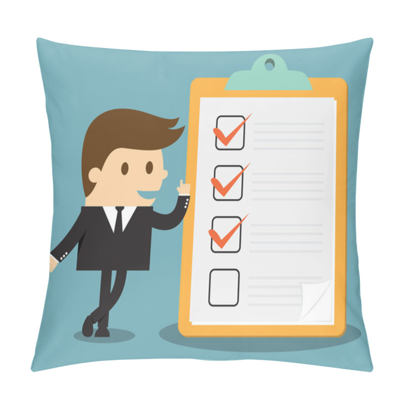 Personality  Businessman With Clipboard And Checklist Pillow Covers