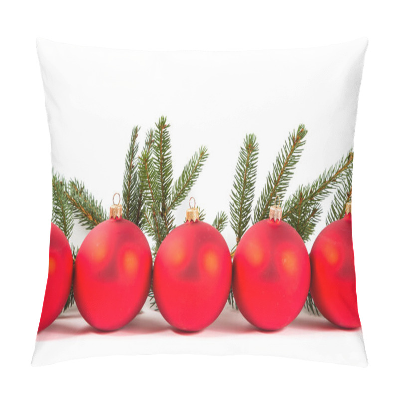 Personality  Red Christmas Balls And Fir Branch Pillow Covers