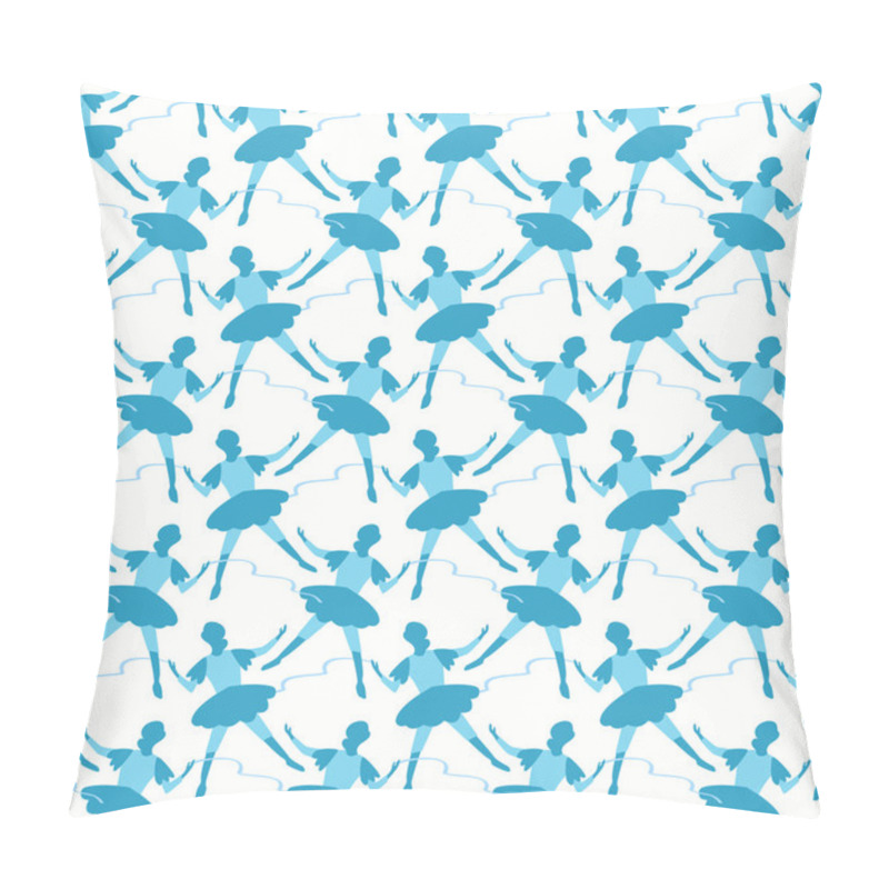 Personality  Seamless Pattern Of Blue Ballet Dancers Pillow Covers