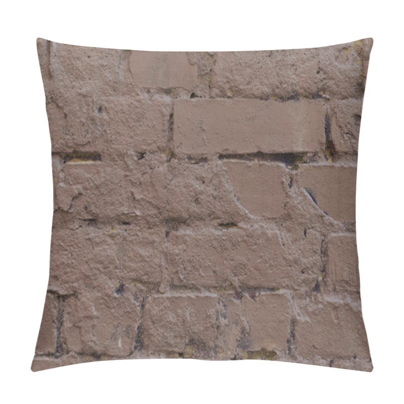 Personality  Close Up View Of Old Cracked Brown Brick Wall Textured Background   Pillow Covers