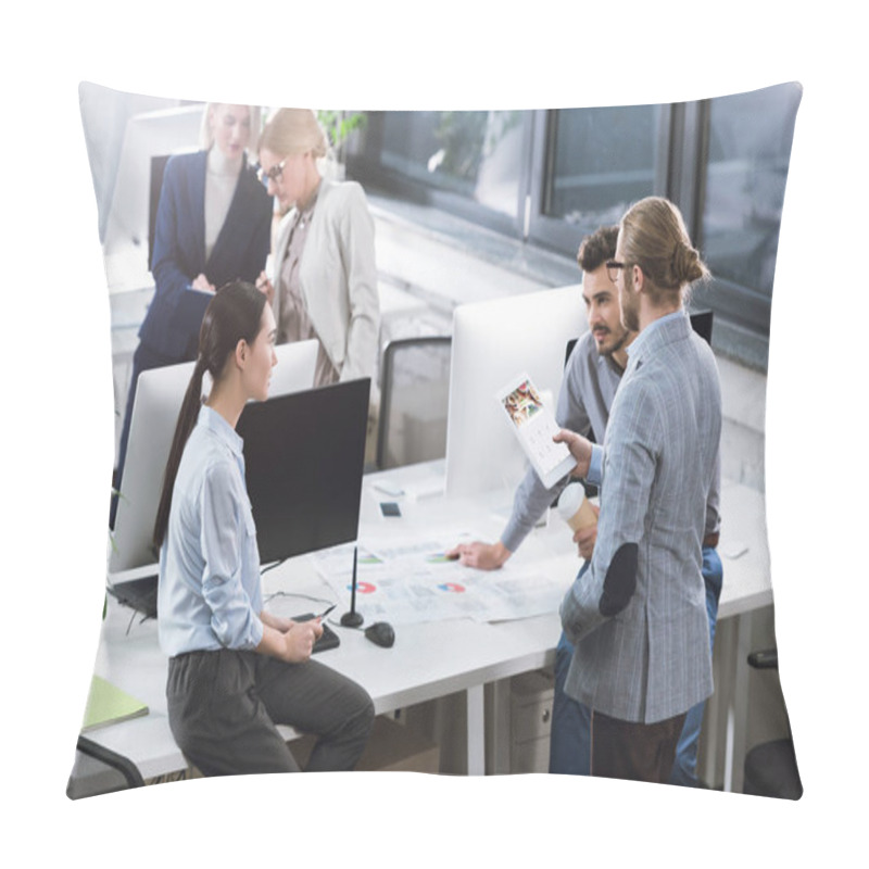 Personality  Business Colleagues Discussing New Idea Pillow Covers