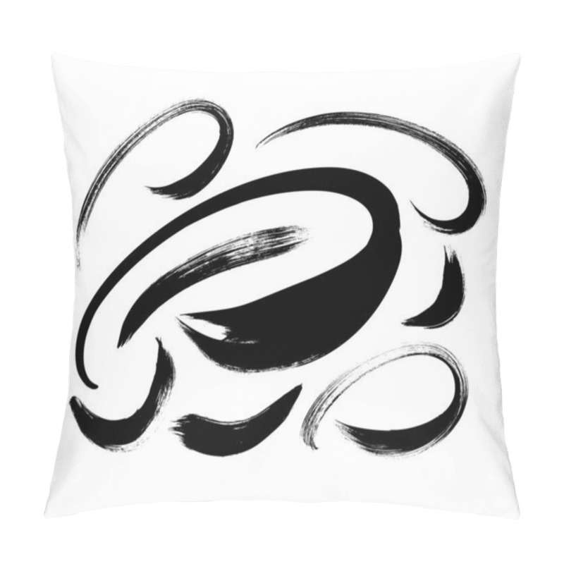 Personality  Black Paint Wavy Brush Strokes Vector Collection. Dirty Curved Lines And Wavy Brushstrokes.  Pillow Covers