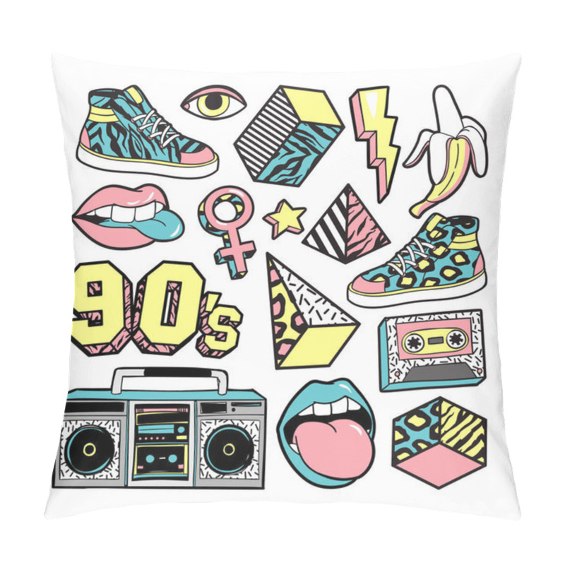 Personality  Fashion Patches In In 80s-90s Memphis Style. Pillow Covers