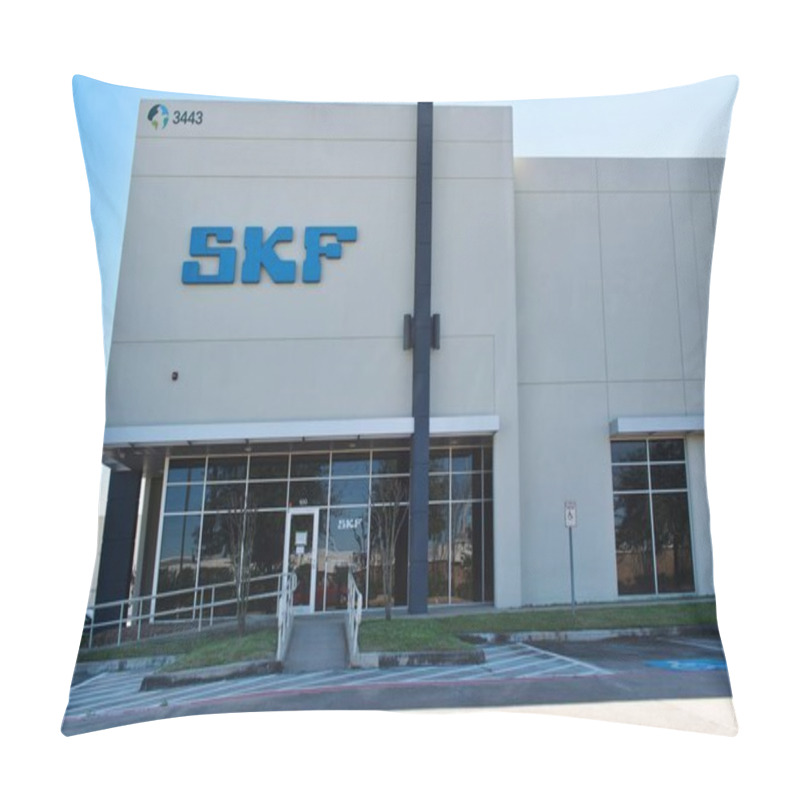 Personality  Houston, Texas/USA 02/02/2020: SKF Building Exterior Office Branch In Houston, TX. A Manufacturing Company For Bearings, Seals And Maintenance Products. Founded In 1907 Sweden It Is Located In 130 Countries. Pillow Covers