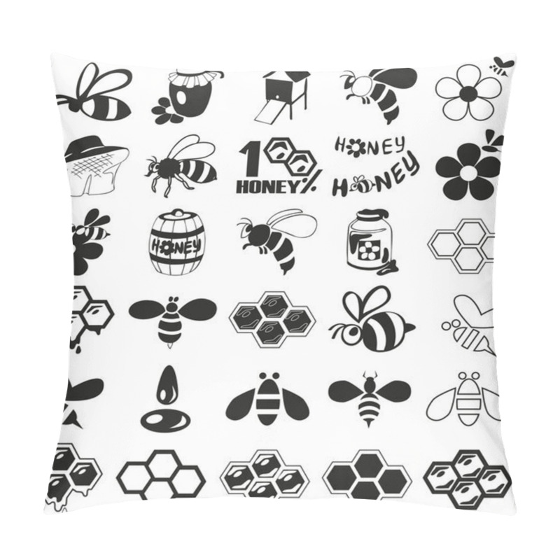 Personality  Bee And Honey Icons On White Pillow Covers