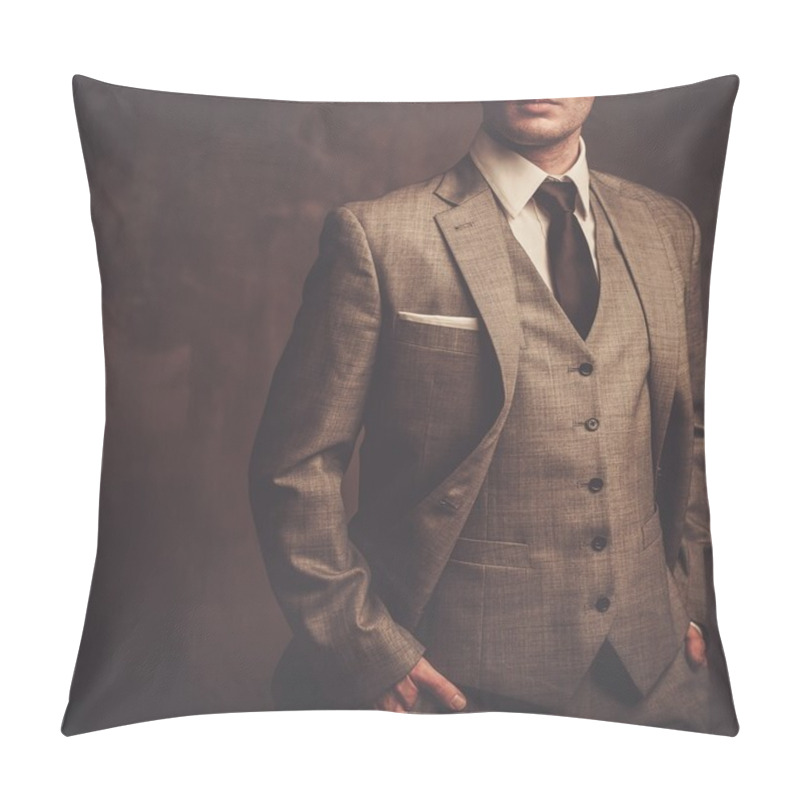 Personality  Well-dressed Man In Grey Suit Pillow Covers