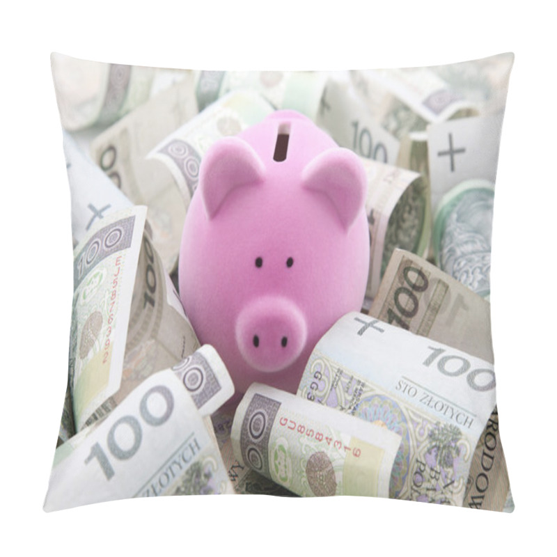 Personality  Piggy Bank With Polish Money Pillow Covers