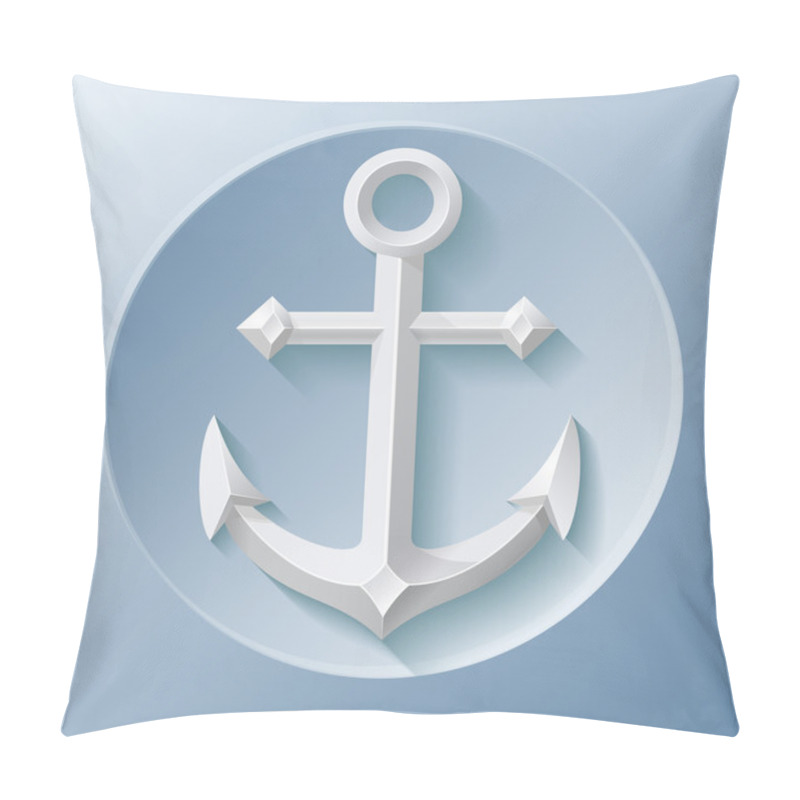 Personality  Nice Anchor Icon With Shadow On Blue Pillow Covers