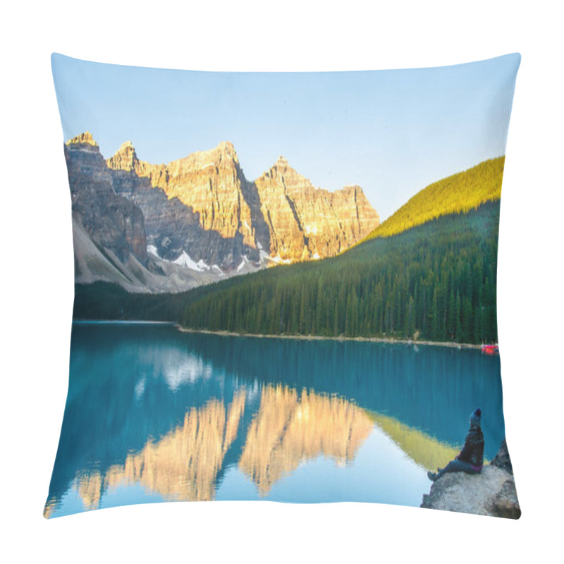 Personality  Exciting View Of Moraine Lake And Mountain Range In The Canadian Rockies, Banff National Park, Alberta, Canada  Pillow Covers