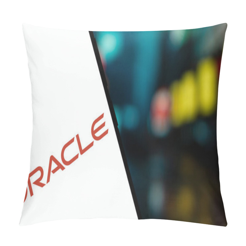 Personality  Dhaka, Bangladesh- 17 Dec 2024: Oracle Logo Is Diaplayed On Smartphone. Oracle Corporation Is An American Multinational Computer Technology Company. Pillow Covers