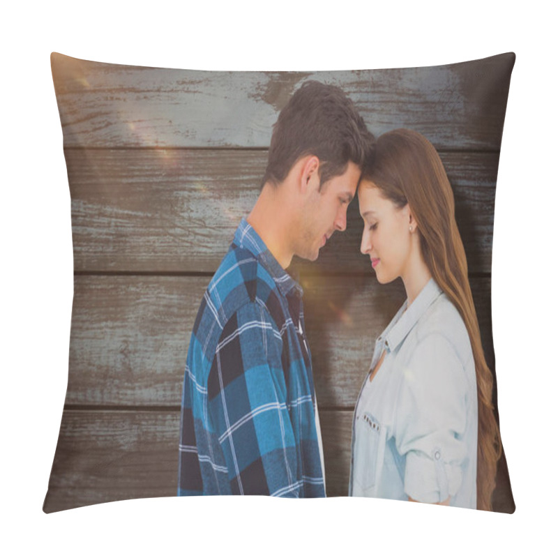 Personality  Couple Standing Head Against Head  Pillow Covers