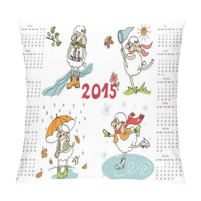 Personality  Calendar. Sheep In Time Of Year Pillow Covers