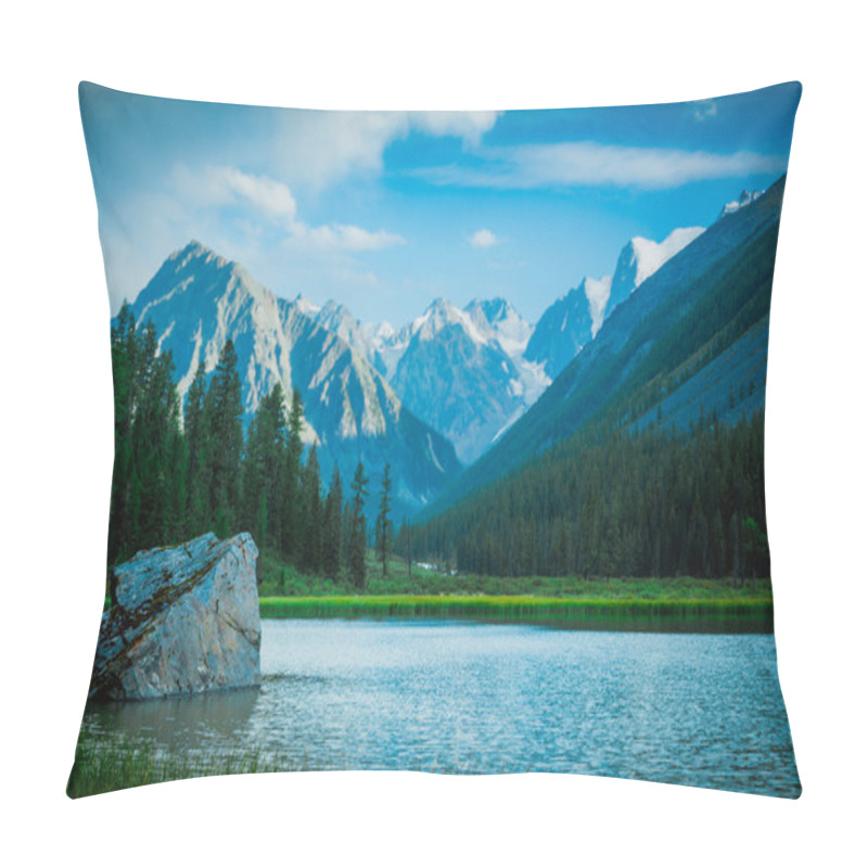 Personality  A Lone Rock In The Lake Pillow Covers