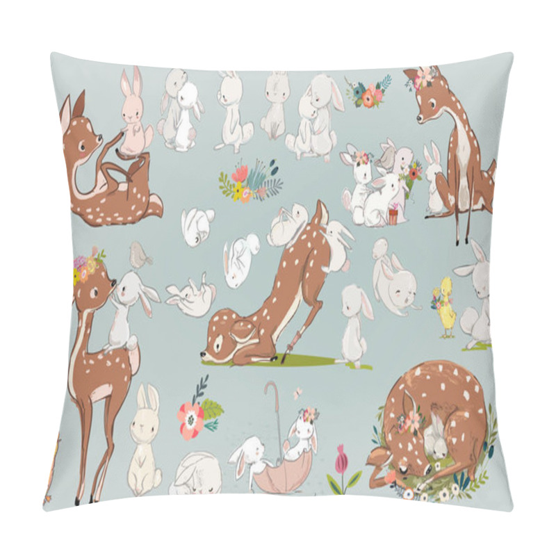 Personality  Cute Summer Deers With Hares Pillow Covers