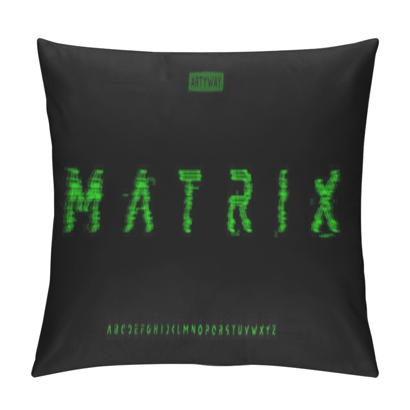 Personality  Cyber Glitch Alphabet, Matrix Effect Letters, Binary Code Pixelated Font For Retrofuturism Logo, Cyberpunk Headlines, Y2K Arcade Title, Data Cyber Security Typography. Vector Typeset  Pillow Covers