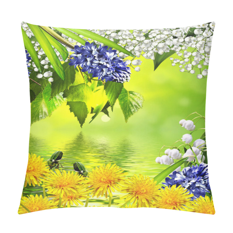 Personality  Summer Landscape. Floral Background. Pillow Covers