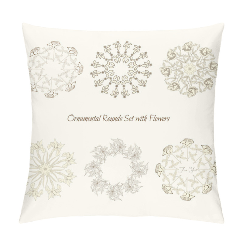 Personality  Set Ornamental Round With Flowers Pillow Covers