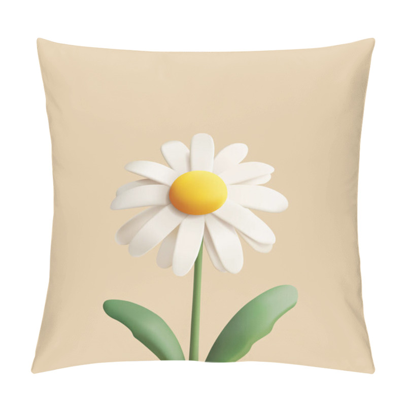 Personality  Cute Chamomile Or Daisy Flower 3D Illustration. Cartoon Render Style Icon Postcard Graphics Pillow Covers