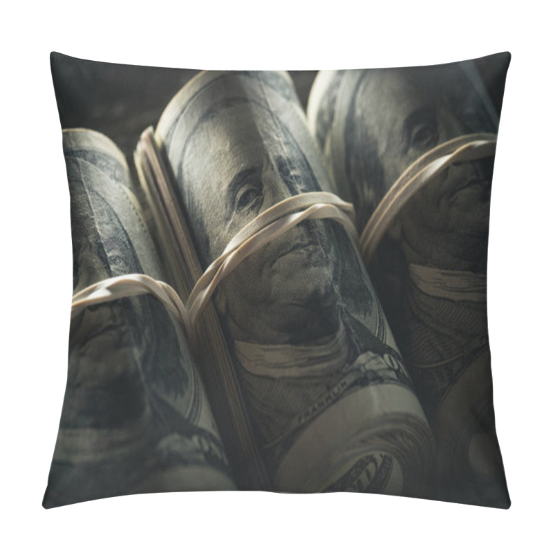 Personality  Dollar Banknotes In Rolls Pillow Covers