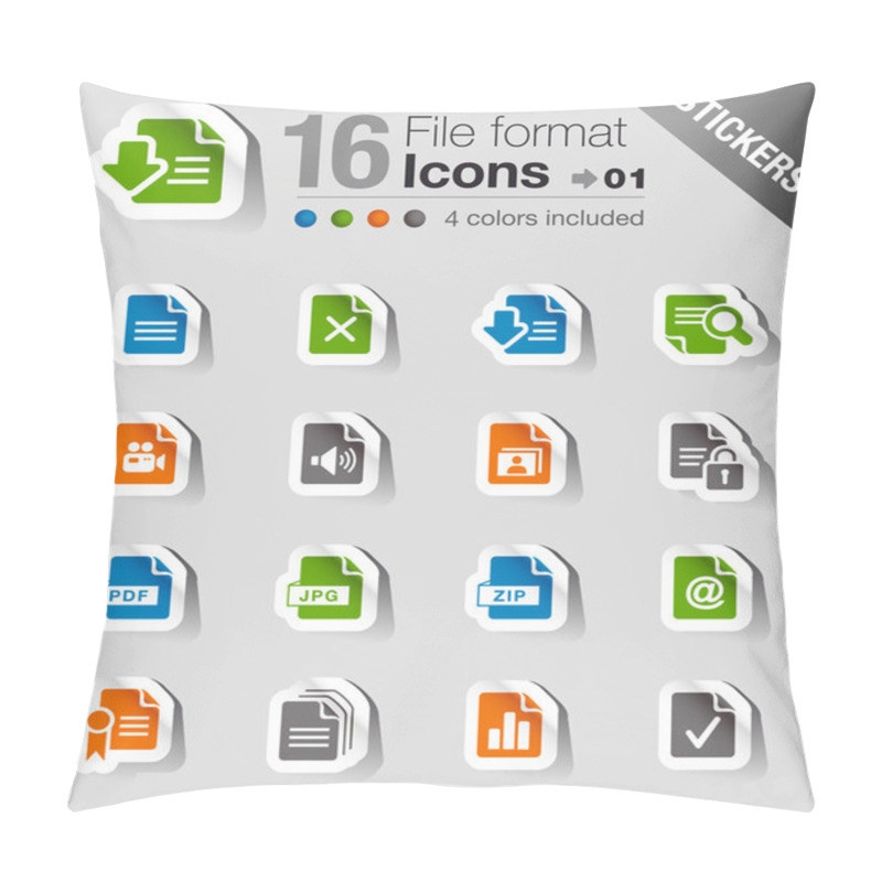 Personality  Stickers - File Format Icons Pillow Covers