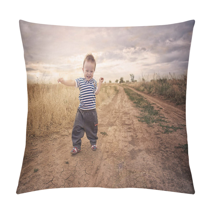 Personality  Babys First Steps In Nature. The First Independent Steps. Pillow Covers