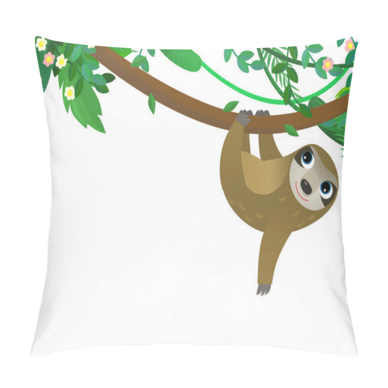 Personality  Cartoon Scene With Jungle And Animals Being Together As Frame Illustration For Kids Pillow Covers