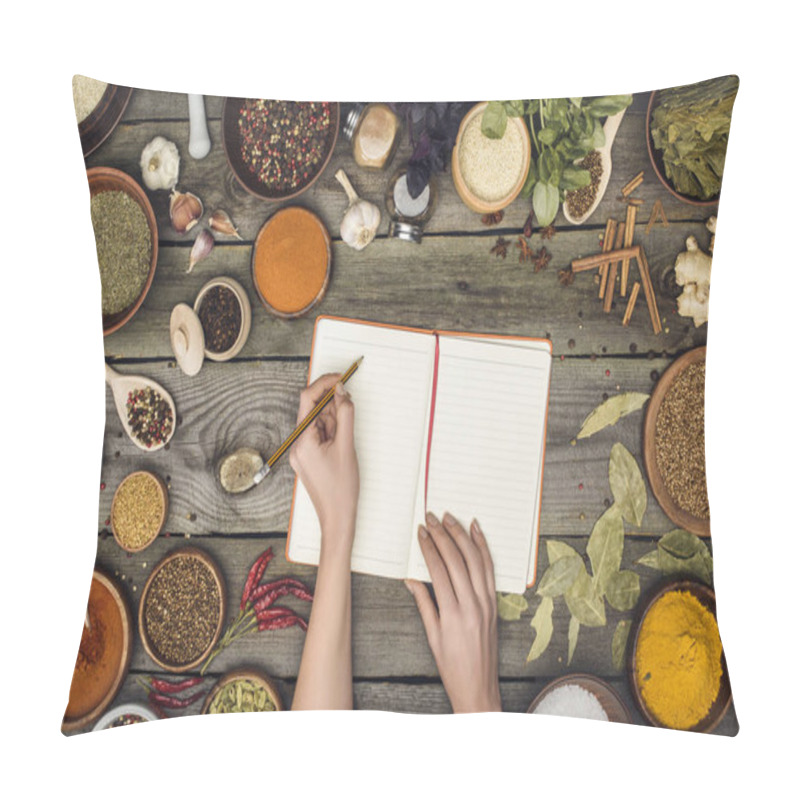 Personality  Woman Writing Down Recipe Pillow Covers