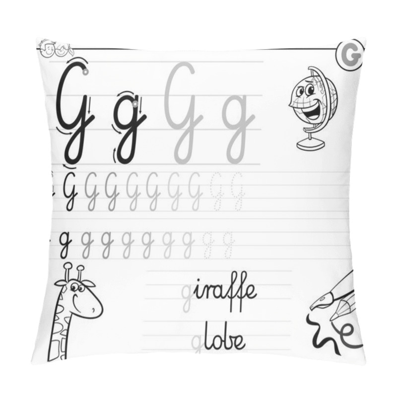 Personality  Learn To Write Letter G Workbook For Kids Pillow Covers