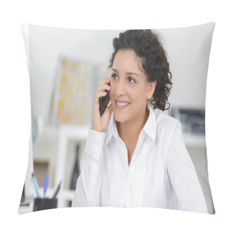 Personality  Woman On The Phone Uses Computer Pillow Covers