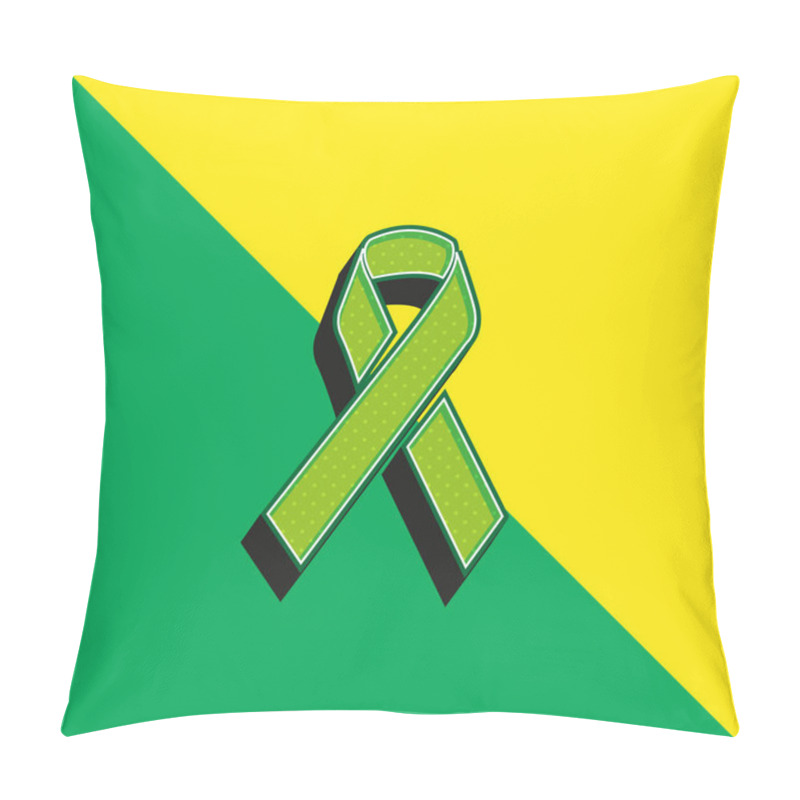 Personality  Awareness Ribbon Green And Yellow Modern 3d Vector Icon Logo Pillow Covers