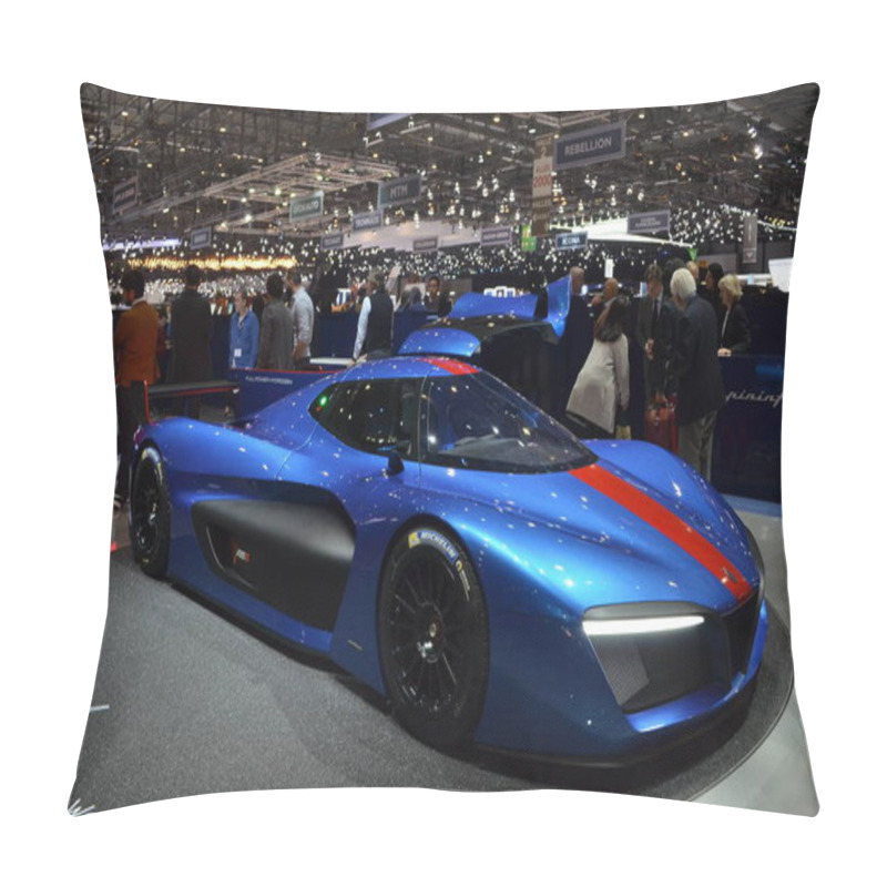 Personality  Geneva, Switzerland, March 06-2018: Pininfarina H2 Speed At GIMS Pillow Covers