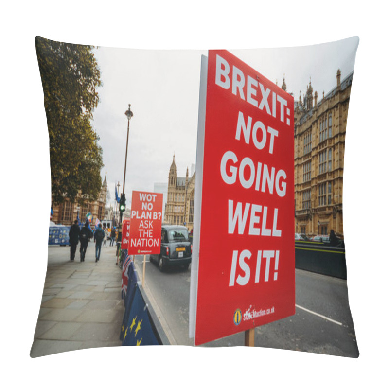 Personality  Anti-Brexit Protesters Outside Westminster In London, UK Pillow Covers