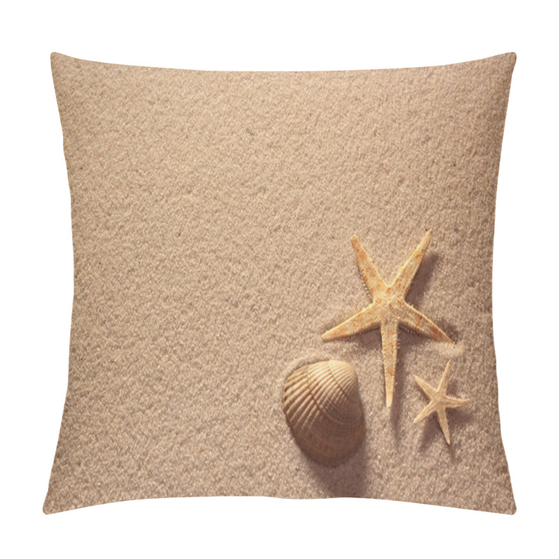 Personality  Background Of Seashells And Starfish On The Beach Sand Pillow Covers