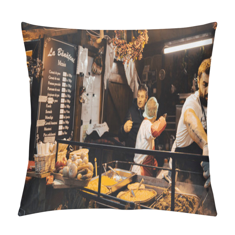 Personality  Christmas Market Festival In Bucharest, Romania Pillow Covers