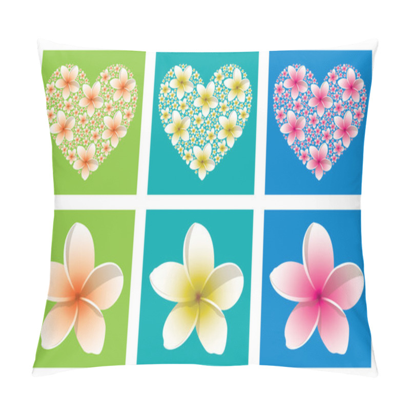 Personality  Bright Mosaic Heart Made Out Of Many Small Frangipani In Vector Format. Pillow Covers