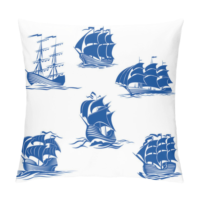 Personality  Blue Tall Ships Or Sailing Ships Pillow Covers