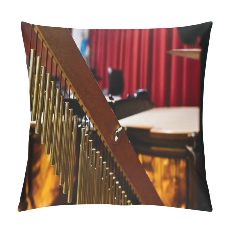 Personality  Musical Detail Of A Golden Windchimes. Pillow Covers