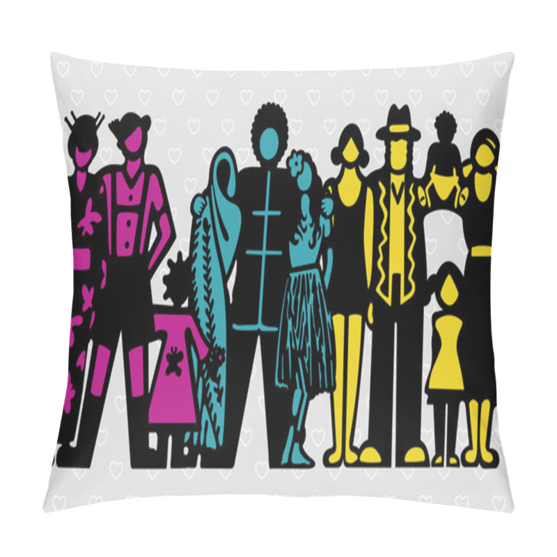 Personality  Vector Illustration Symbolizing A Happy Multicultural Society. Pillow Covers