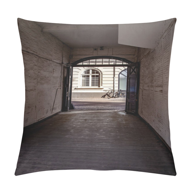 Personality  View On Bicycles And House And Sunny Day On Street In Copenhagen, Denmark Pillow Covers