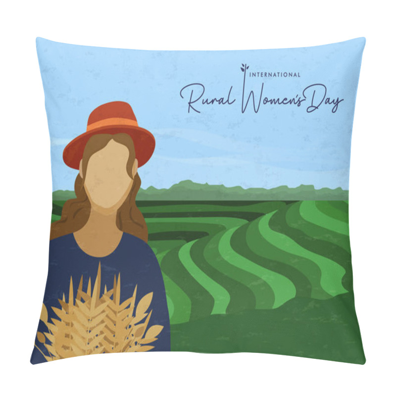 Personality  Rural Womens Day Card Of Farmer Worker Woman  Pillow Covers