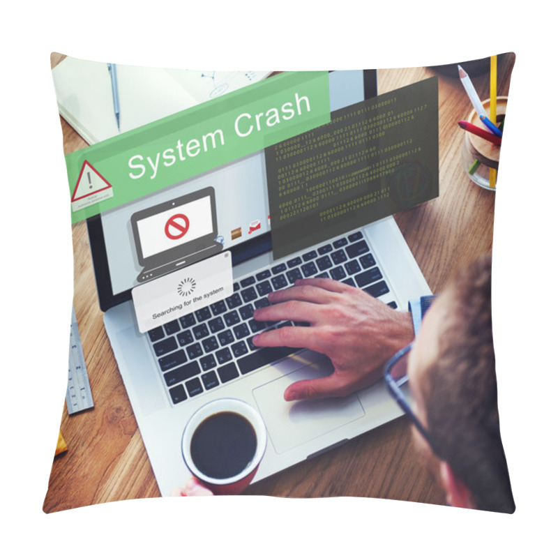 Personality  Businessman Working With System Crash Concept  Pillow Covers