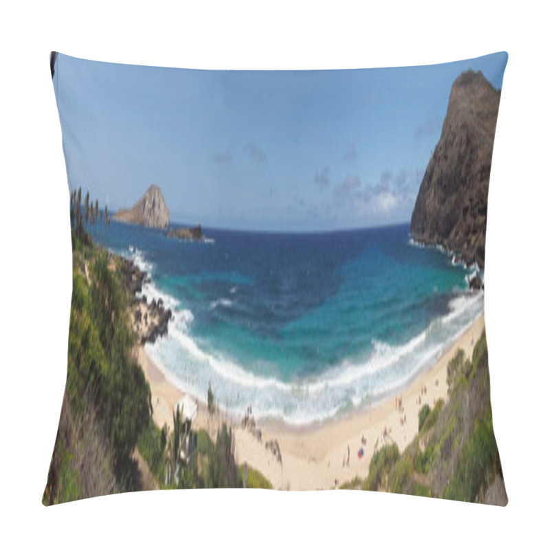 Personality  Beach And Islands At Makapuu Beach Park Pillow Covers