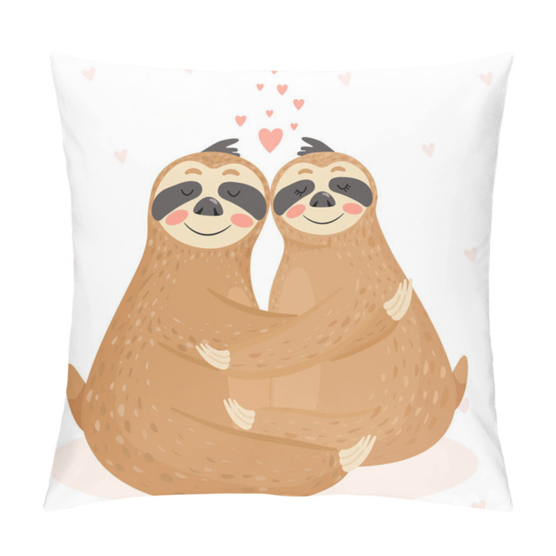 Personality  Valentines Day Card With Couple Of Cute Sloths. Pillow Covers